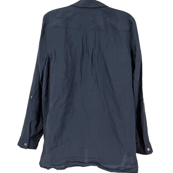 J Jill Womens Navy Blue V-Neck Collared Roll Tab Long Sleeve Tunic Top sz M - Picture 14 of 16